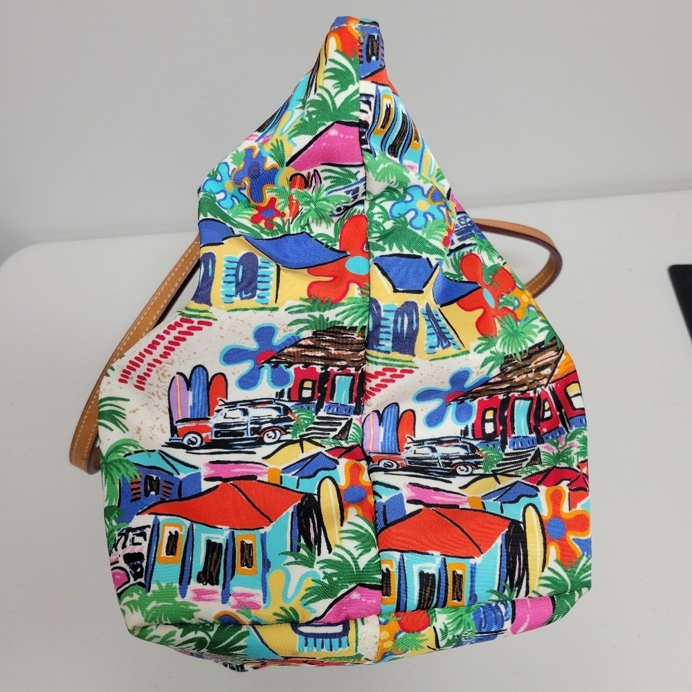 Dooney & Bourke (Rare) Sandbar Tropical Print Satchel Carry On Purse. - Picture 6 of 14